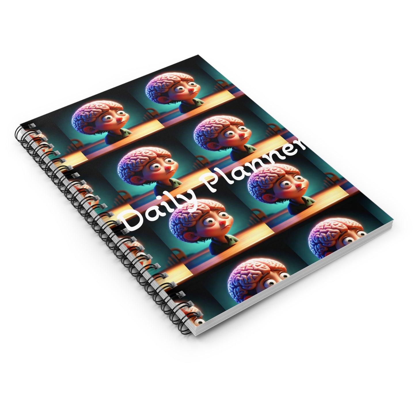 Daily Planner Spiral Notebook - Creative Brain Design for Organization and Note-Taking