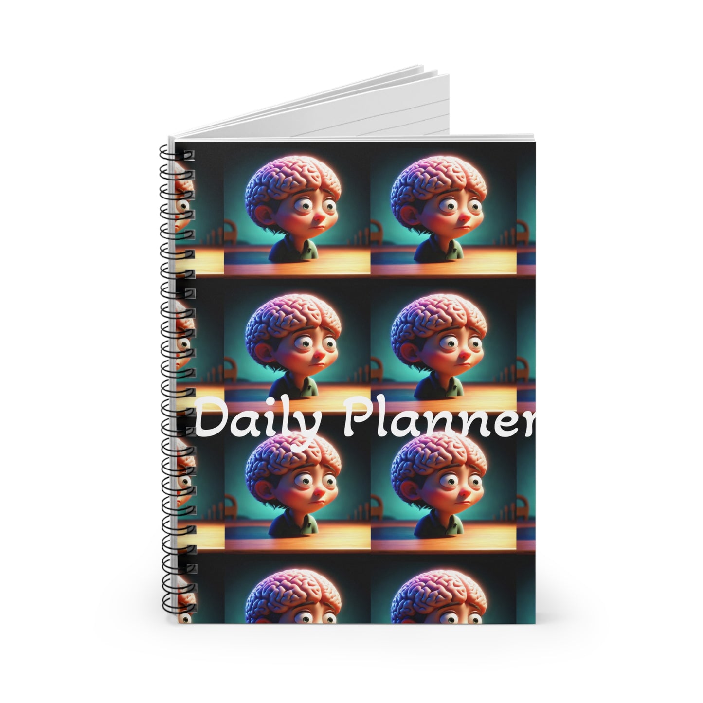 Daily Planner Spiral Notebook - Creative Brain Design for Organization and Note-Taking