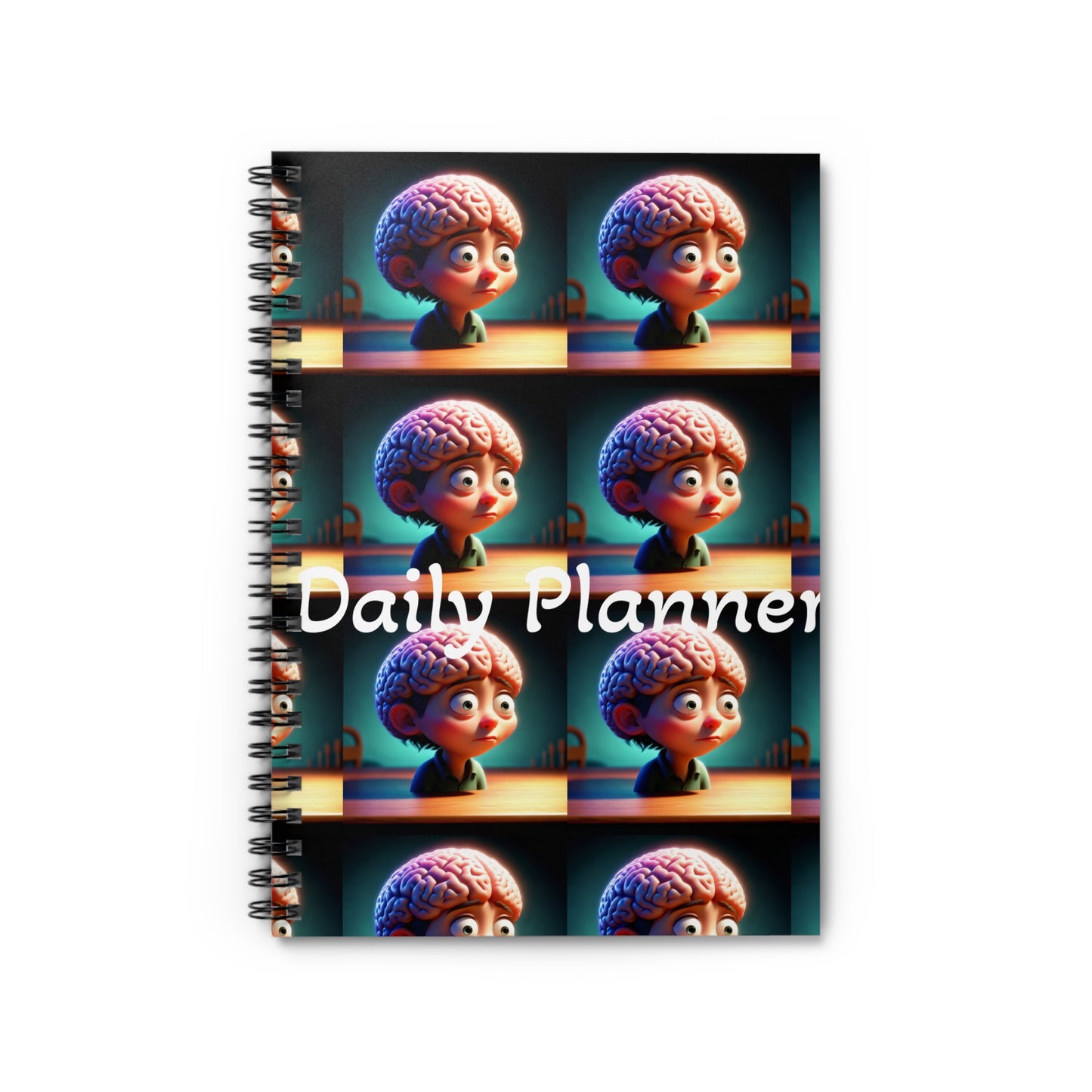 Daily Planner Spiral Notebook - Creative Brain Design for Organization and Note-Taking